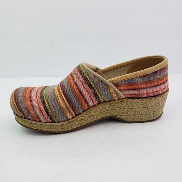 Dansko Vegan Womens Size EU 36 US 5.5-6 Striped Multi Slip On Work Clog Shoes - Picture 4 of 13
